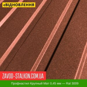 ціна Профнастил Металопрофіль Крупний Мат 0,45 мм - Ral 3009 Івано-Франківськ