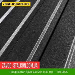 ціна Профнастил Металопрофіль Крупний Мат 0,45 мм - Ral 9005 Івано-Франківськ