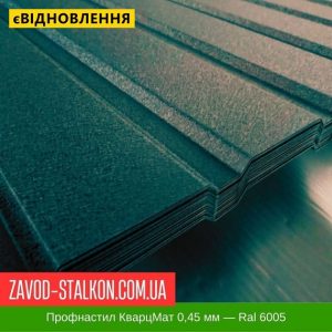 ціна Профнастил Металопрофіль КварцМат 0,45 мм - Ral 6005 Івано-Франківськ
