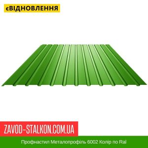 ціна Профнастил Металопрофіль 6002 Колір по Ral Івано-Франківськ