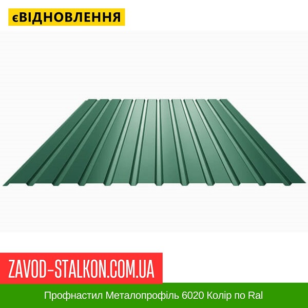 ціна Профнастил Металопрофіль 6020 Колір по Ral Івано-Франківськ