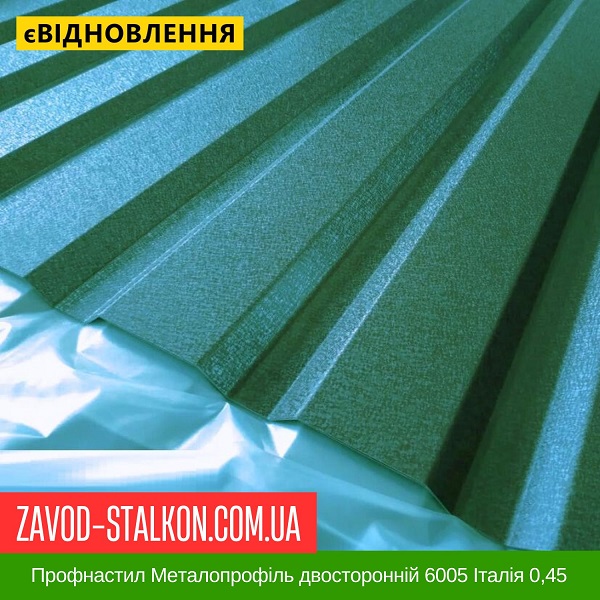 ціна Профнастил Металопрофіль двосторонній 6005 Італія 0,45 Івано-Франківськ