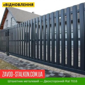 ціна Штахетник Металевий - Червоний двусторонний Колір Ral 3005 Івано-Франківськ