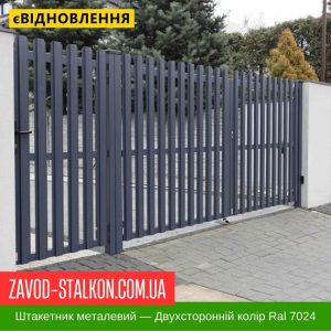 ціна Штахетник Металевий - Сірий двусторонний Колір Ral 7024 Івано-Франківськ