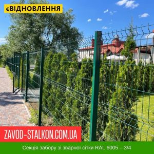 ціна Секція паркану 3Д - Зелена зварна Сітка - 3*4 - 1260*2500 Івано-Франківськ