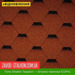 ціна Гнучка Бітумна черепиця ICOPAL - Shadow Tema Теракотовий Івано-Франківськ