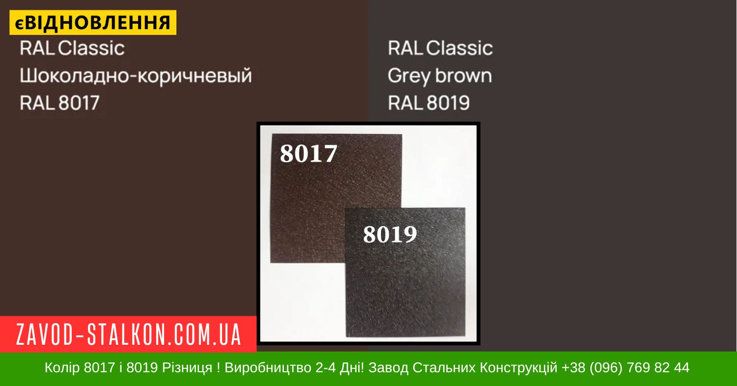 8017 і 8019 Матовий різниця кольору